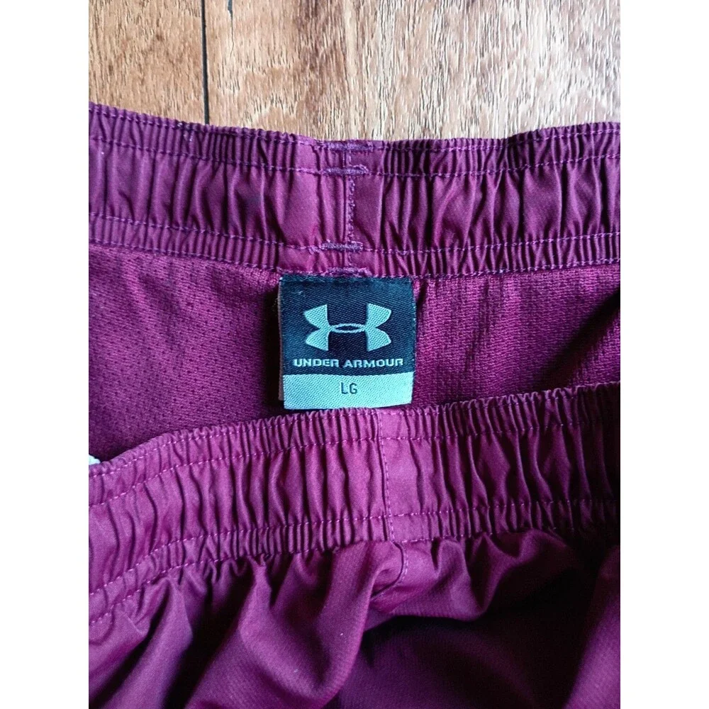 Under Armour Track Pants Men's Large Maroon Zip Hem Mesh Liner